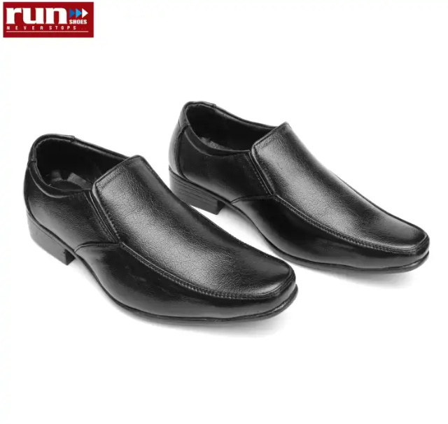 Run Shoes Black Leather Plain Slip-on Official / Formal Shoe For Men (1519)