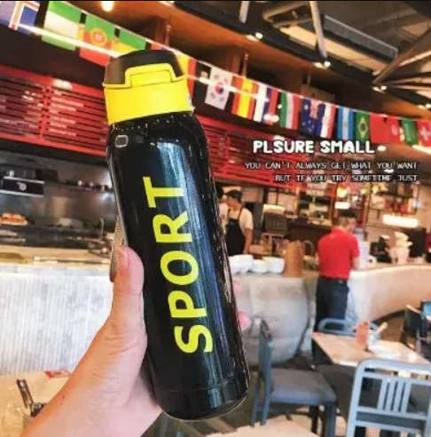 500ml Sports Straw Vacuum Flask - Stainless Steel Travel Thermos Mug with Rope - Ideal for Coffee, Tea, and Hot/Cold Beverages