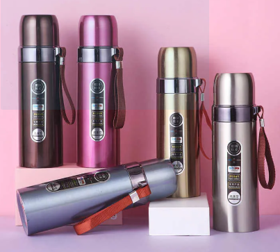 Wholesale Thermoses Bullet Vacuum Flask Thermal Gym Cup 500ML Insulated Sport Bottle 304 Stainless Steel with Strap